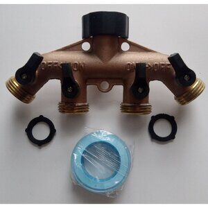 Metal 4‑Way Hose Valve – Brass Garden Water Distributor Spigot Connector
